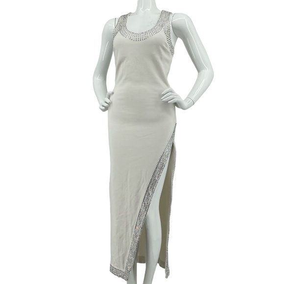 NBD White Maxi Stretch Jeweled High Split Dress Sz XS- Small $368 🥂🍾 - Picture 2 of 10